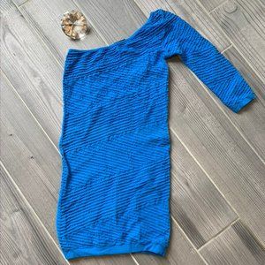Bebe blue one shoulder dress
